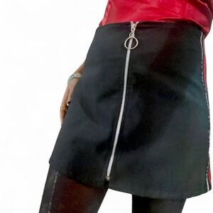 Sleek Black Zipper Mini Skirt